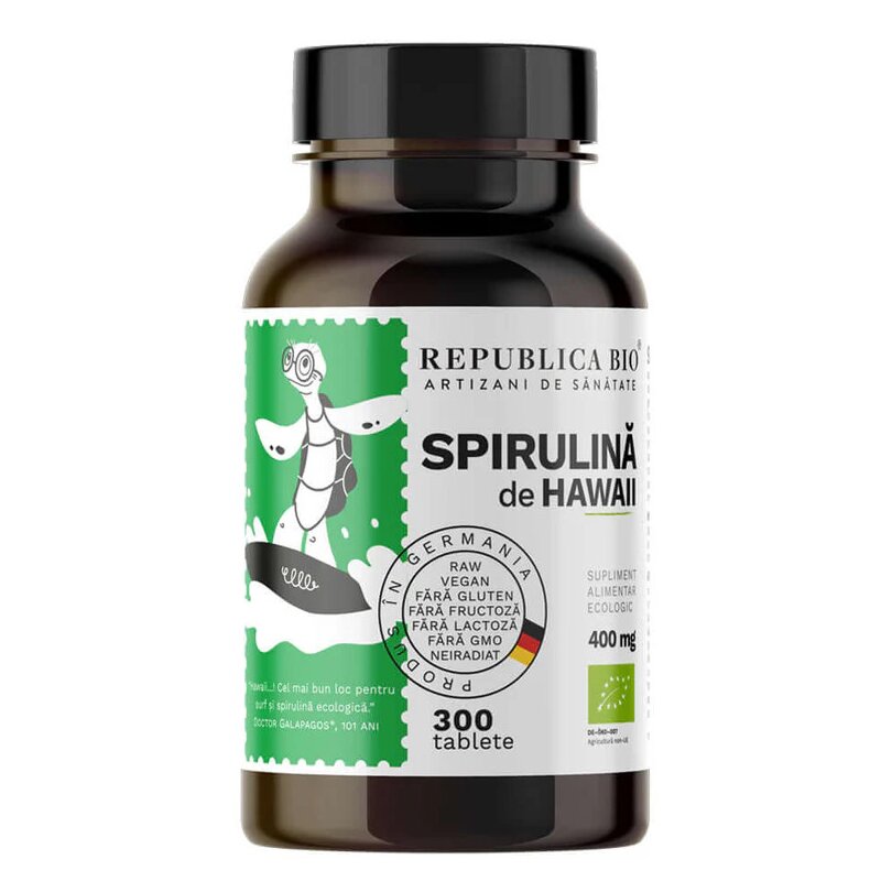 Spirulina Ecologica de Hawaii (400 mg) Republica BIO, 300 tablete (120 g)