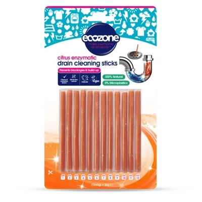 Stick pentru desfundarea tevilor si eliminarea mirosului neplacut, cu citrice, 12 buc, Ecozone