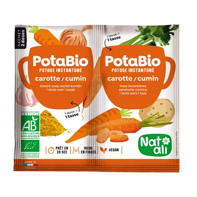 Supa instant cu morcovi, chimion si legume, bio, 2x 8.5g, Nat-ali PRET REDUS