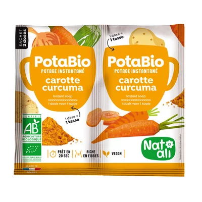 Supa instant cu morcovi, turmeric si legume, bio, 2x 8.5g, Nat-ali PRET REDUS