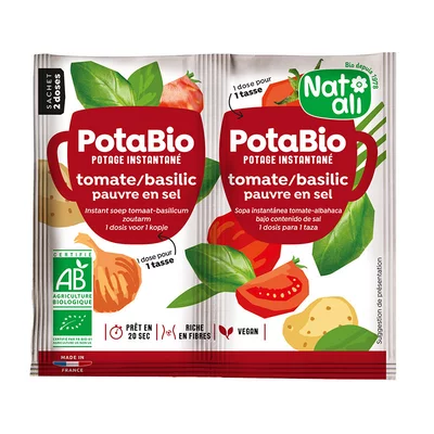 Supa instant cu rosii, busuioc si legume, bio, 2x 8.5g, Nat-ali PRET REDUS
