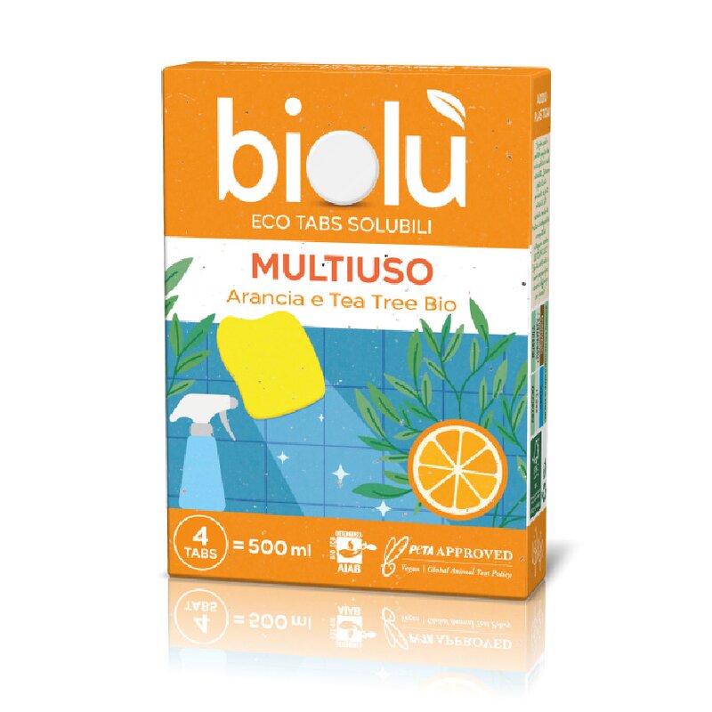 Tablete pentru curatat universale cu portocale si arbore de ceai, ecologice, 4 bucati, 9.5g, Biolu