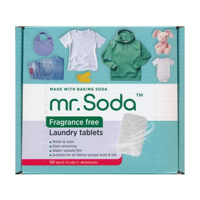 Tablete pentru masina de spalat rufe cu bicarbonat de sodiu, 30 bucati x 25g, Mr.Soda