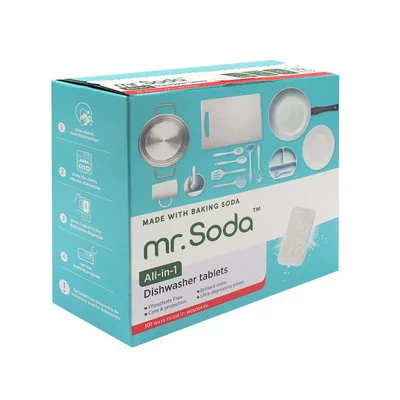 Tablete pentru masina de spalat vase cu bicarbonat de sodiu, 30 bucati x 20g, Mr.Soda