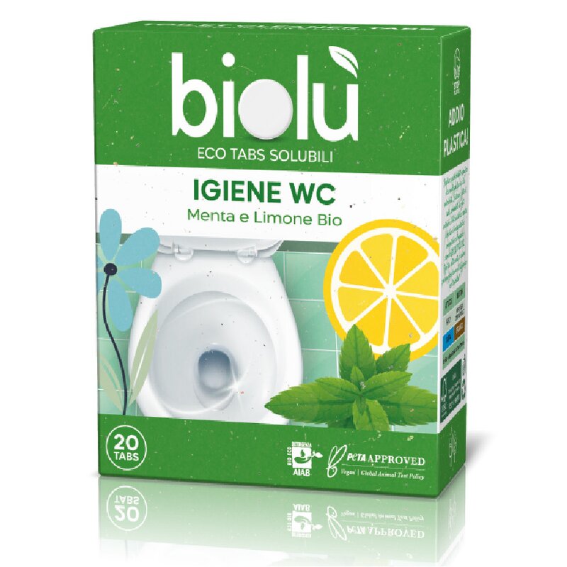 Tablete pentru toaleta cu menta si lamaie, ecologice, 20 bucati, 47.5g, Biolu