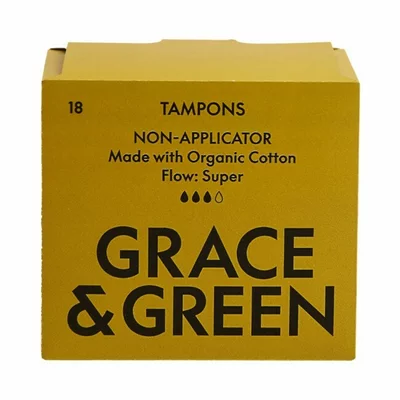 Tampoane din bumbac organic 100% Super (18 buc), Grace and Green