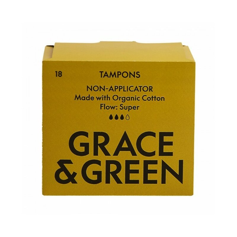 Tampoane din bumbac organic 100% Super (18 buc), Grace and Green