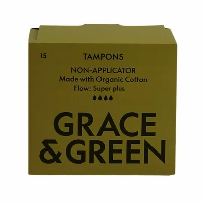 Tampoane din bumbac organic 100% Super Plus (15 buc), Grace and Green