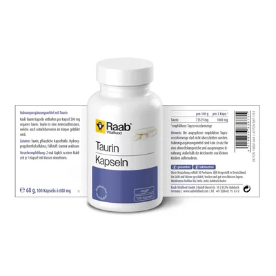 Taurina 680mg 100 capsule 68g Raab