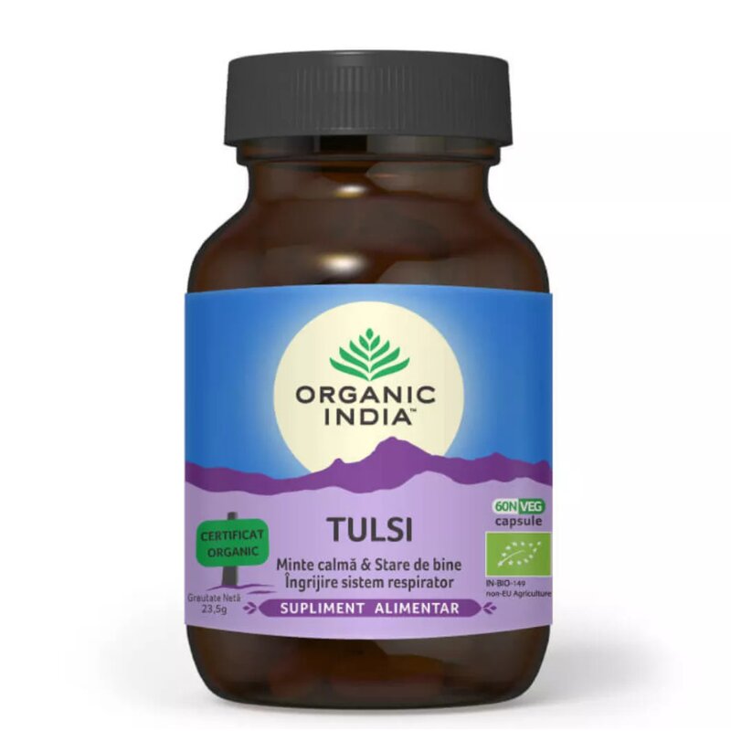 Tulsi (Busuioc Sfant) | Minte Calma & Ingrijire Sistem Respirator, eco, 60 CPS VEG, Organic India