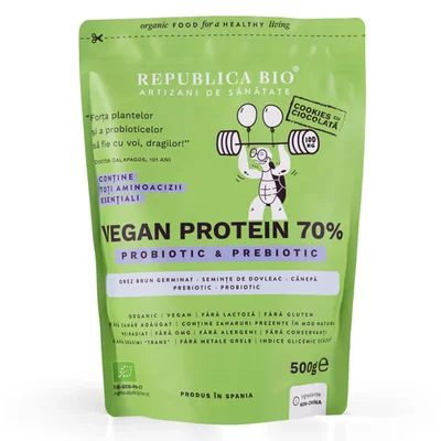 Vegan Protein 70% - Probiotic & Prebiotic, 500g, ecologic, gust cookie, Republica BIO