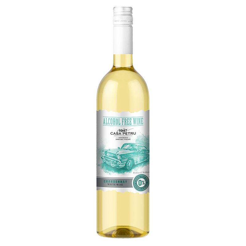 Vin alb demidulce, fara alcool, Chardonnay, 750ml, Casa Petru