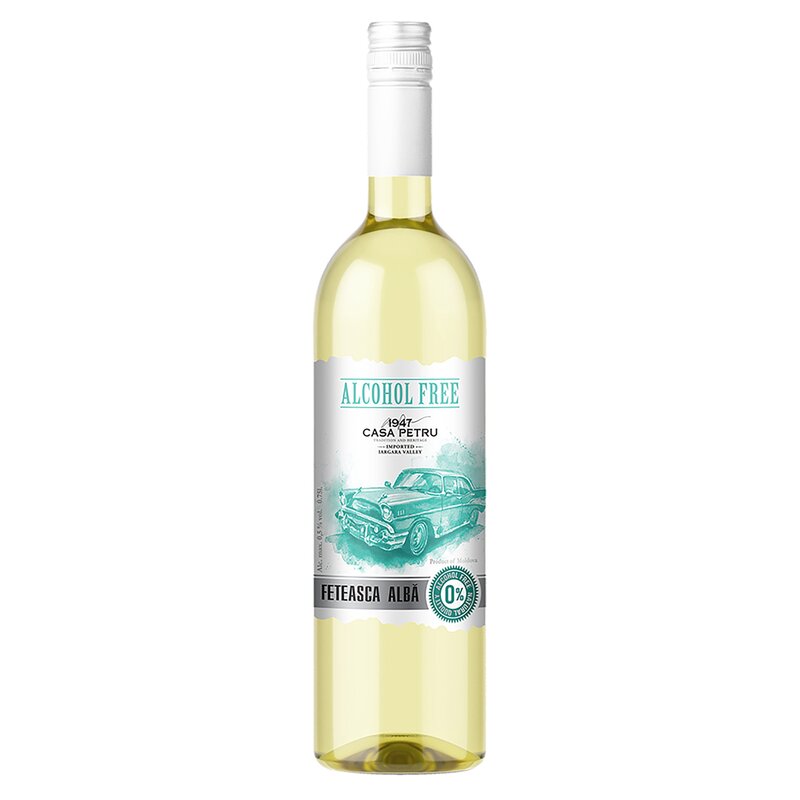 Vin alb demidulce, fara alcool, Feteasca Alba, 750ml, Casa Petru