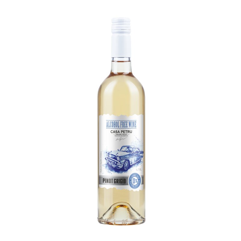 Vin demidulce alb, fara alcool, Pinot Grigio, 750ml, Casa Petru