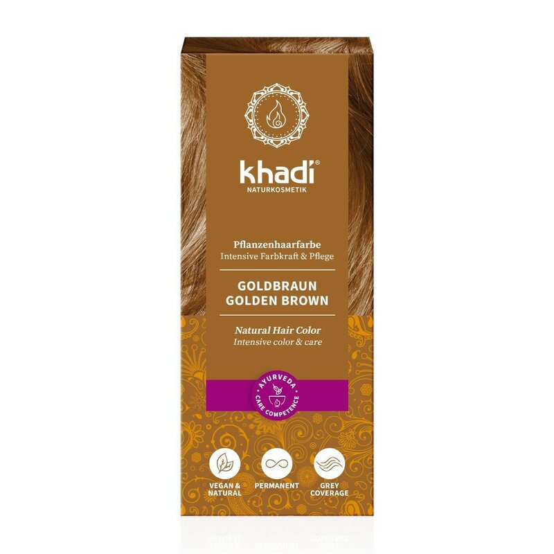 Vopsea de par naturala Saten Auriu - Khadi, 100gr