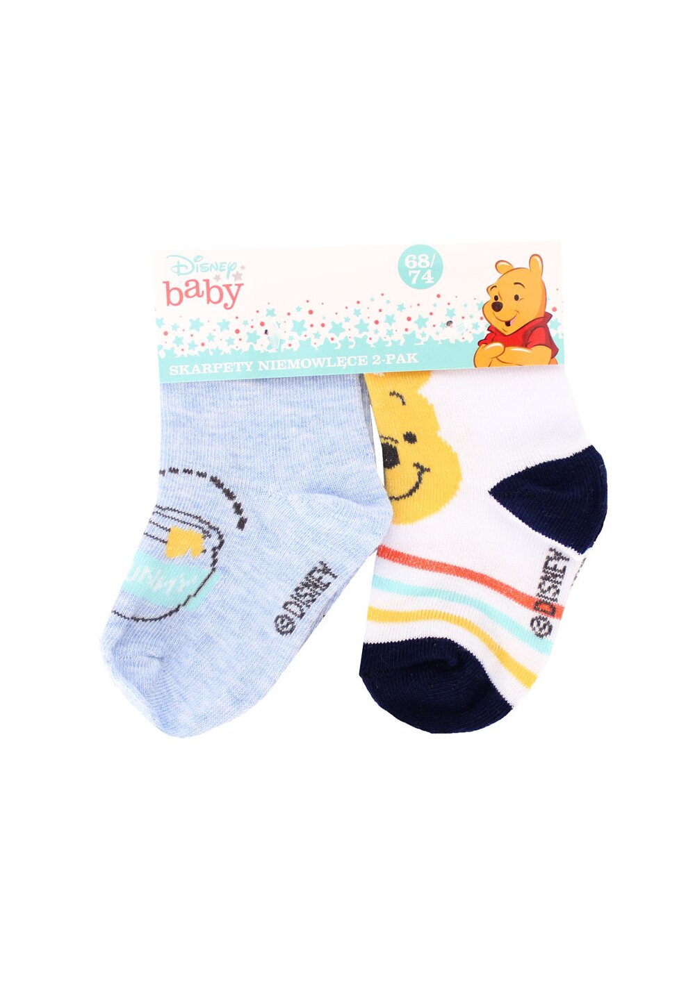 Set 2 sosete, Winnie albastru cu alb, hunny
