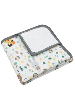 Aleza impermeabila, reutilizabila, urs cu esarfa verde, strat superior bumbac, 78x100cm