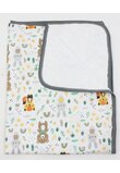 Aleza impermeabila, reutilizabila, urs cu esarfa verde, strat superior bumbac, 78x100cm