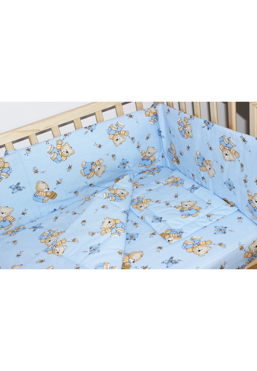 Aparatoare laterala 180 x 30 cm,ursulet cu albinute albastre
