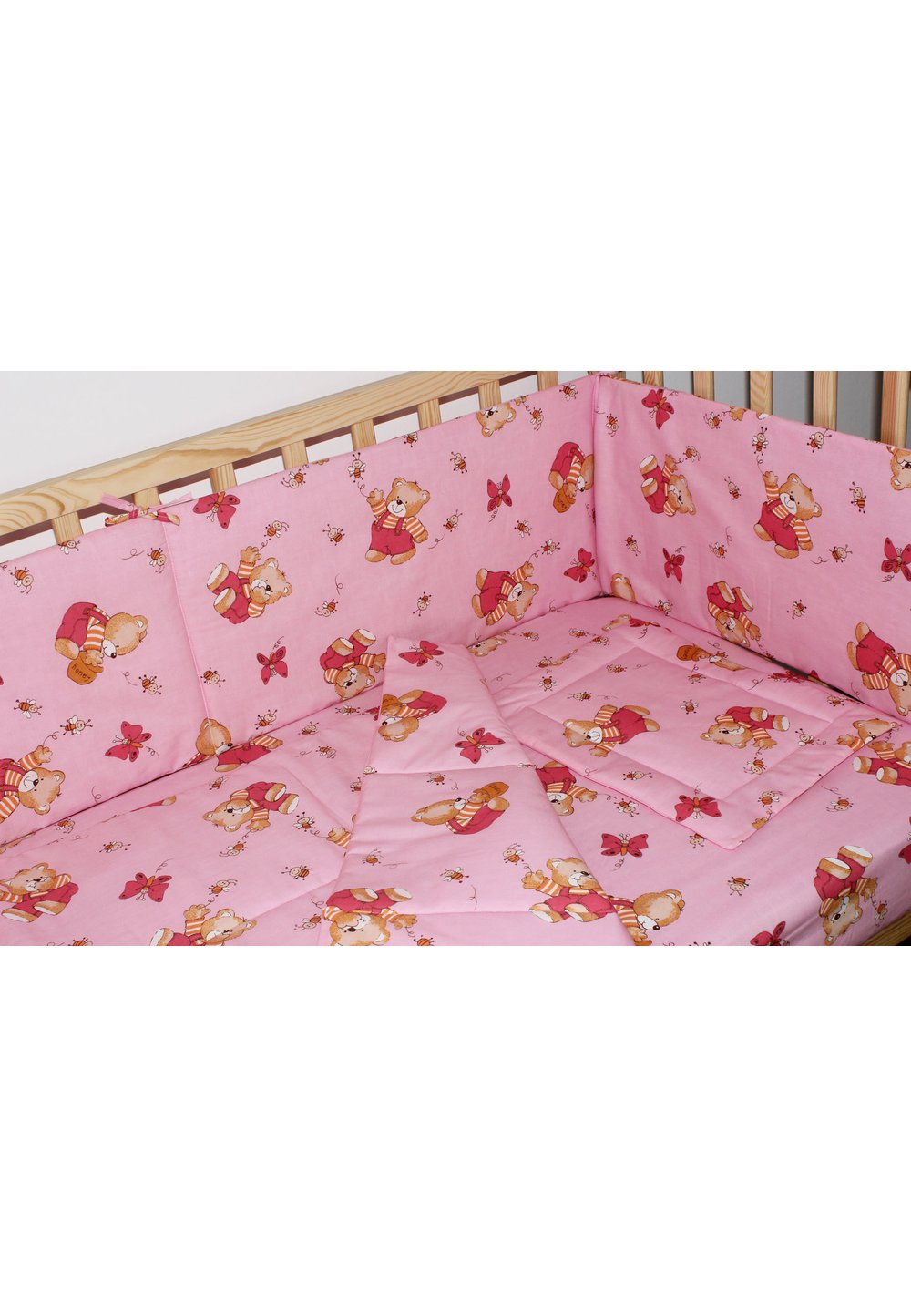 Aparatoare laterala 180 x 30 cm, ursulet cu albinute roz