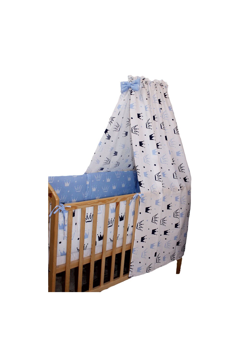 Baldachin patut, coronite Prince albastru cu alb, 150x210 cm