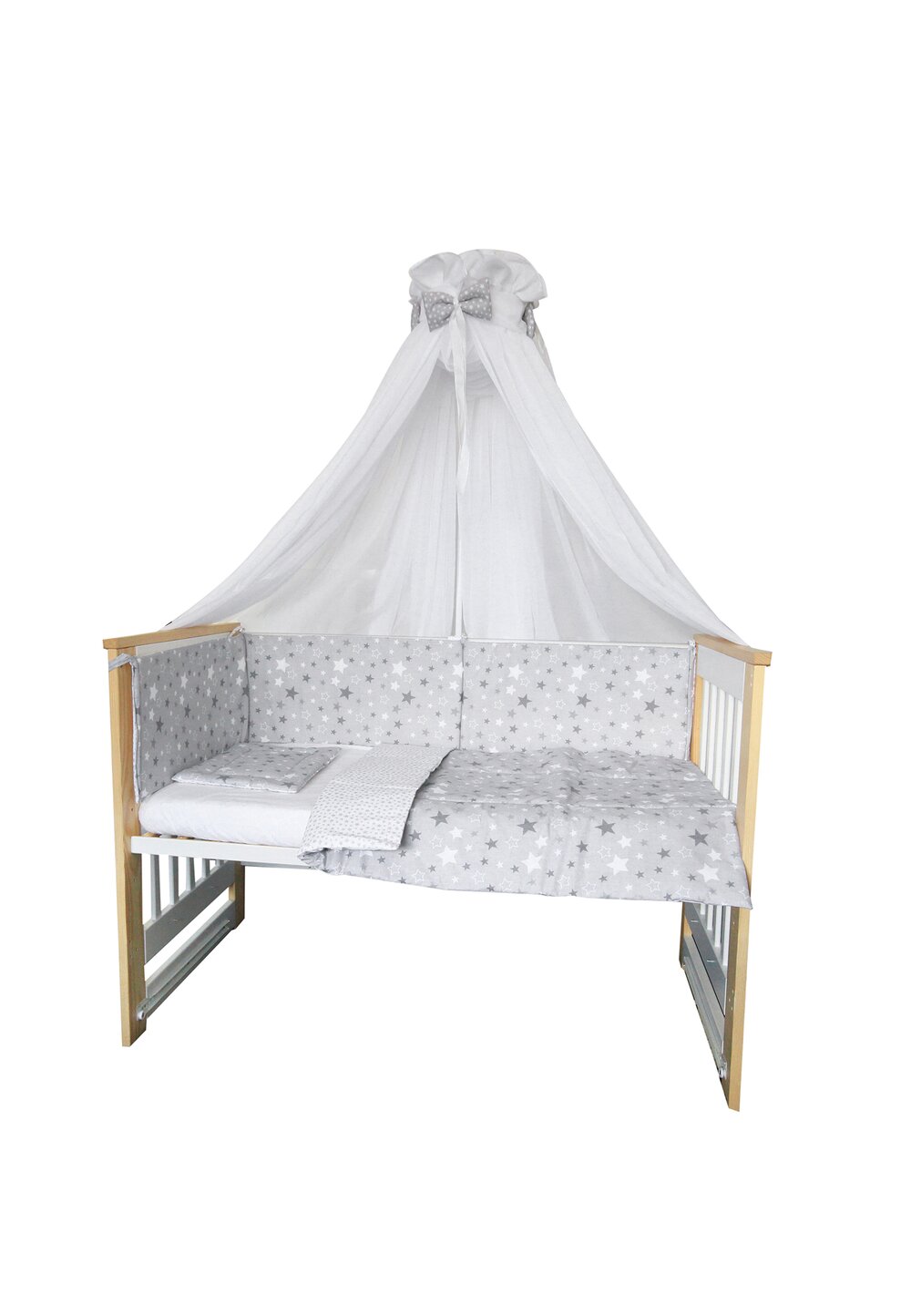 Baldachin voal universal, cu fundite gri cu stelute, 560x160cm
