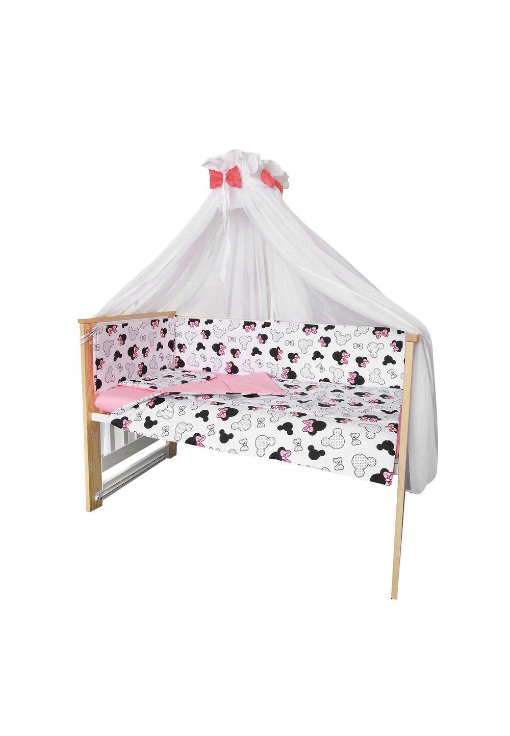Baldachin voal universal, cu fundite minky roz, 560x160cm