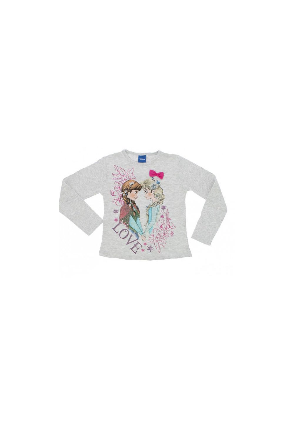 Bluza Ana si Elsa, gri cu fundita roz