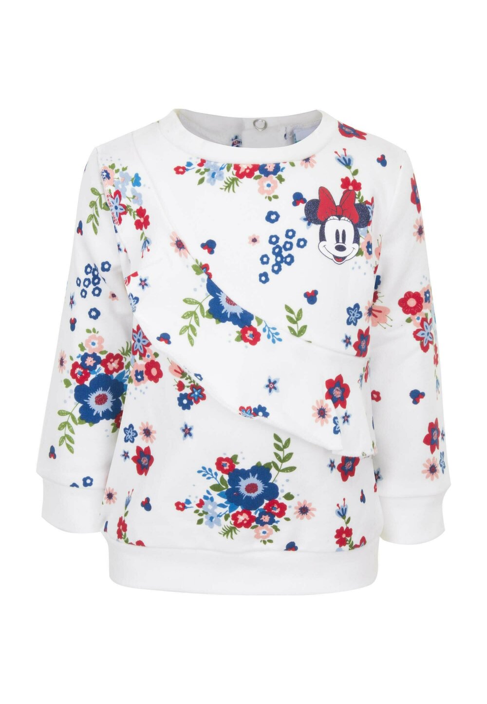 Bluza bebe groasa, Minnie, alba cu floricele