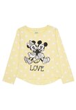 Bluza bumbac, cu imprimeu, Minnie si Mickey LOVE, galbena