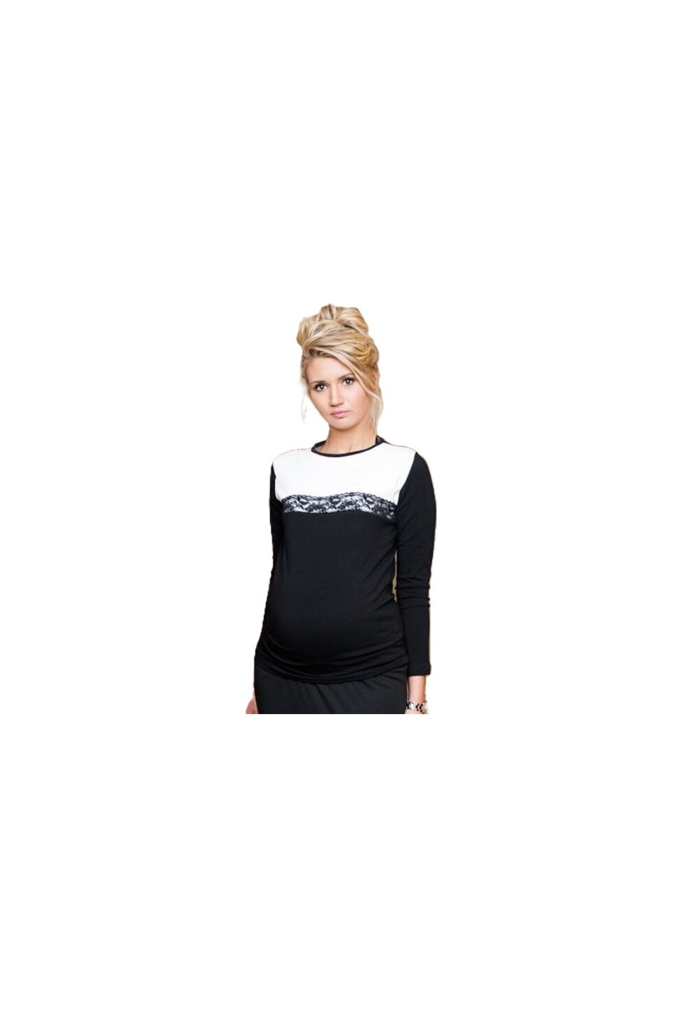 Bluza Ivona, neagra cu dantela