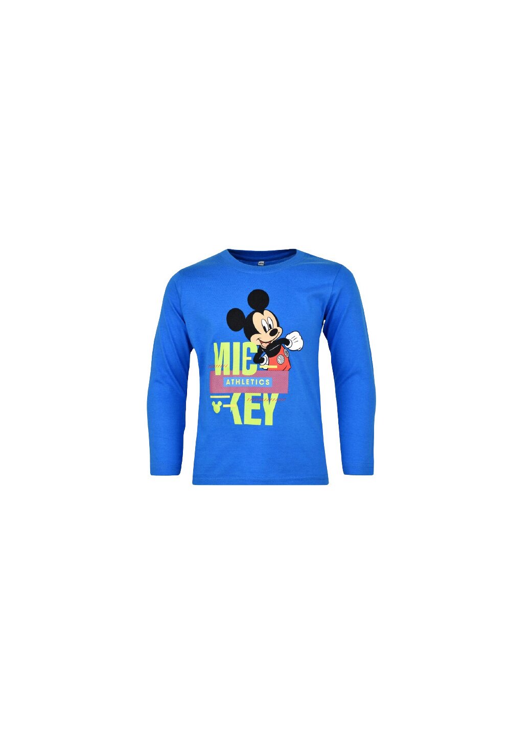 Bluza maneca lunga, bumbac, cu imprimeu, Mickey, albastra