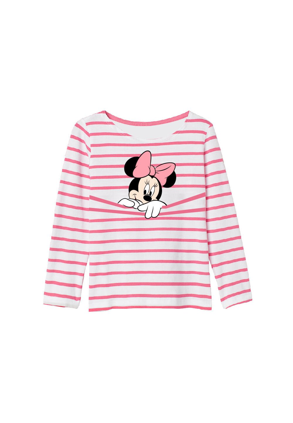 Bluza Minnie Mouse,alba cu dungi roz