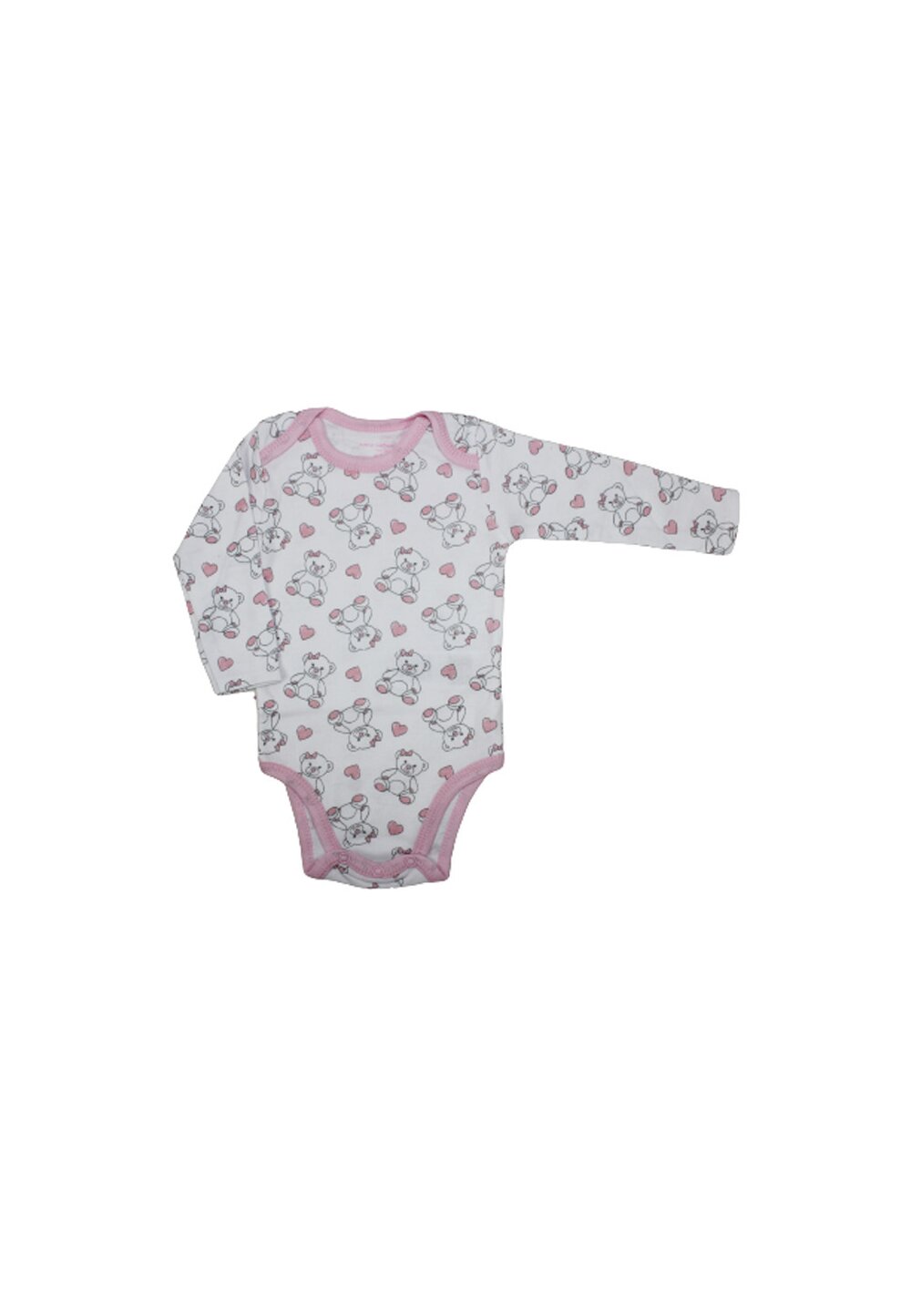 Body maneca lunga, ursuleti si inimioare, alb