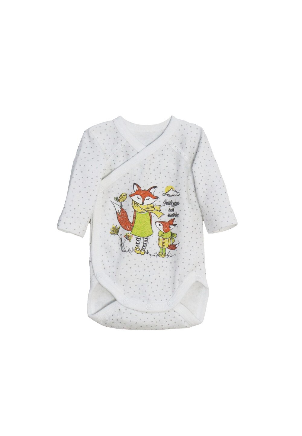 Body maneca lunga, vulpite cu fular, alb
