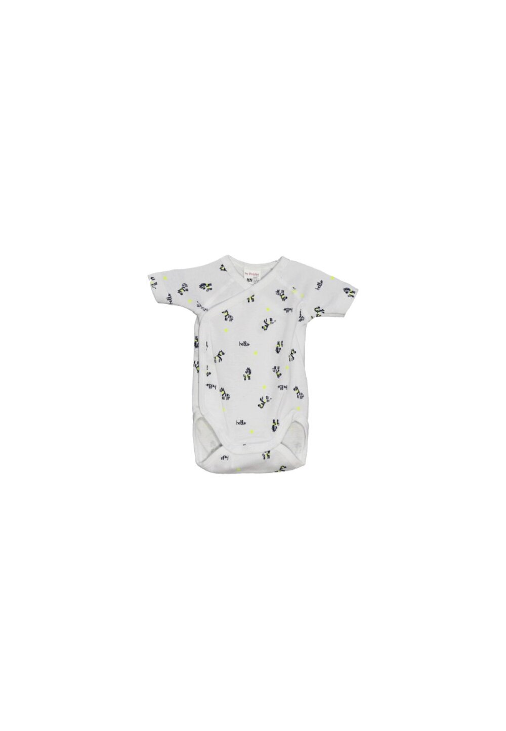 Body maneca scurta, alb cu zebra