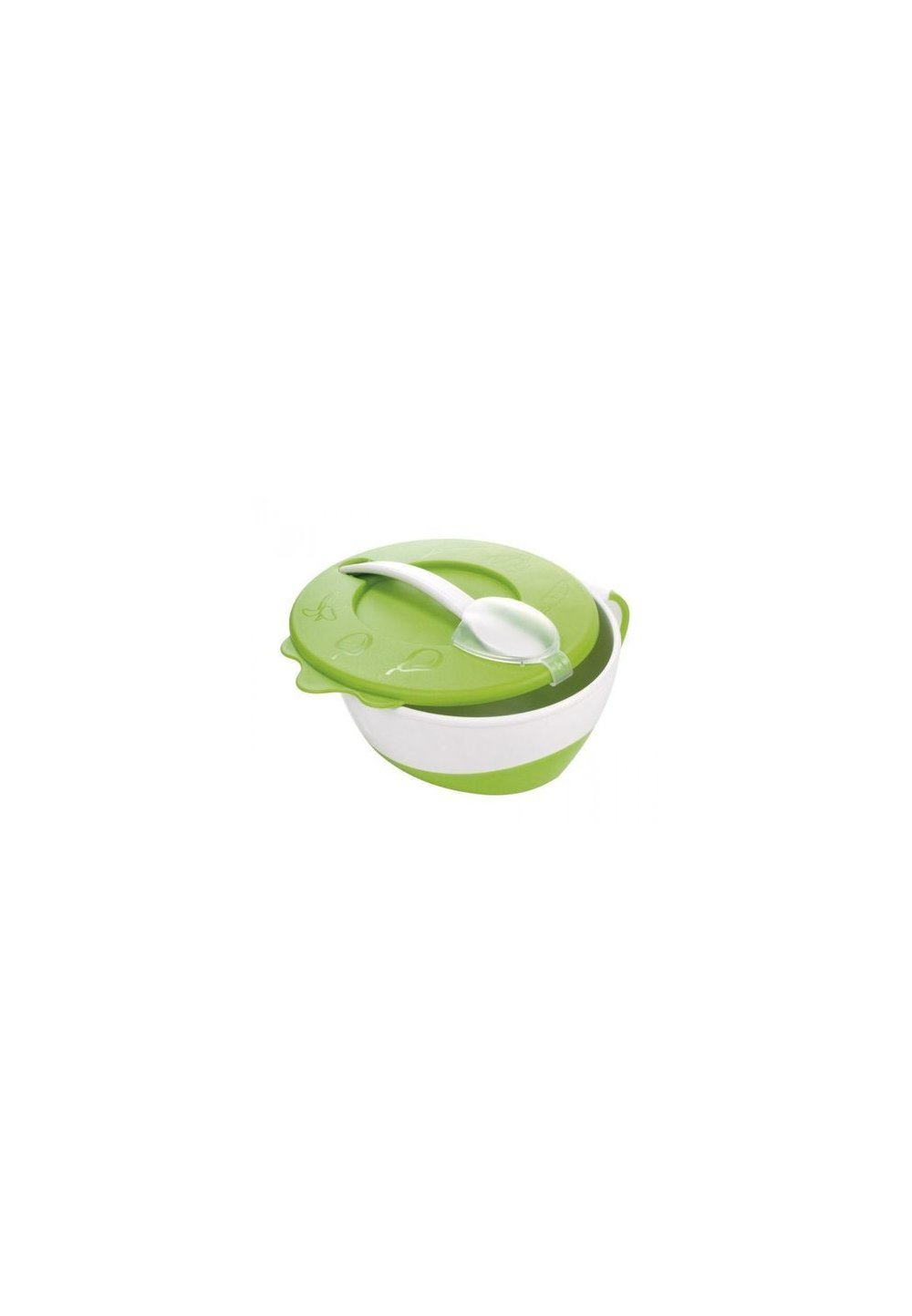Bol cu capac si lingurita, verde, + 9 luni