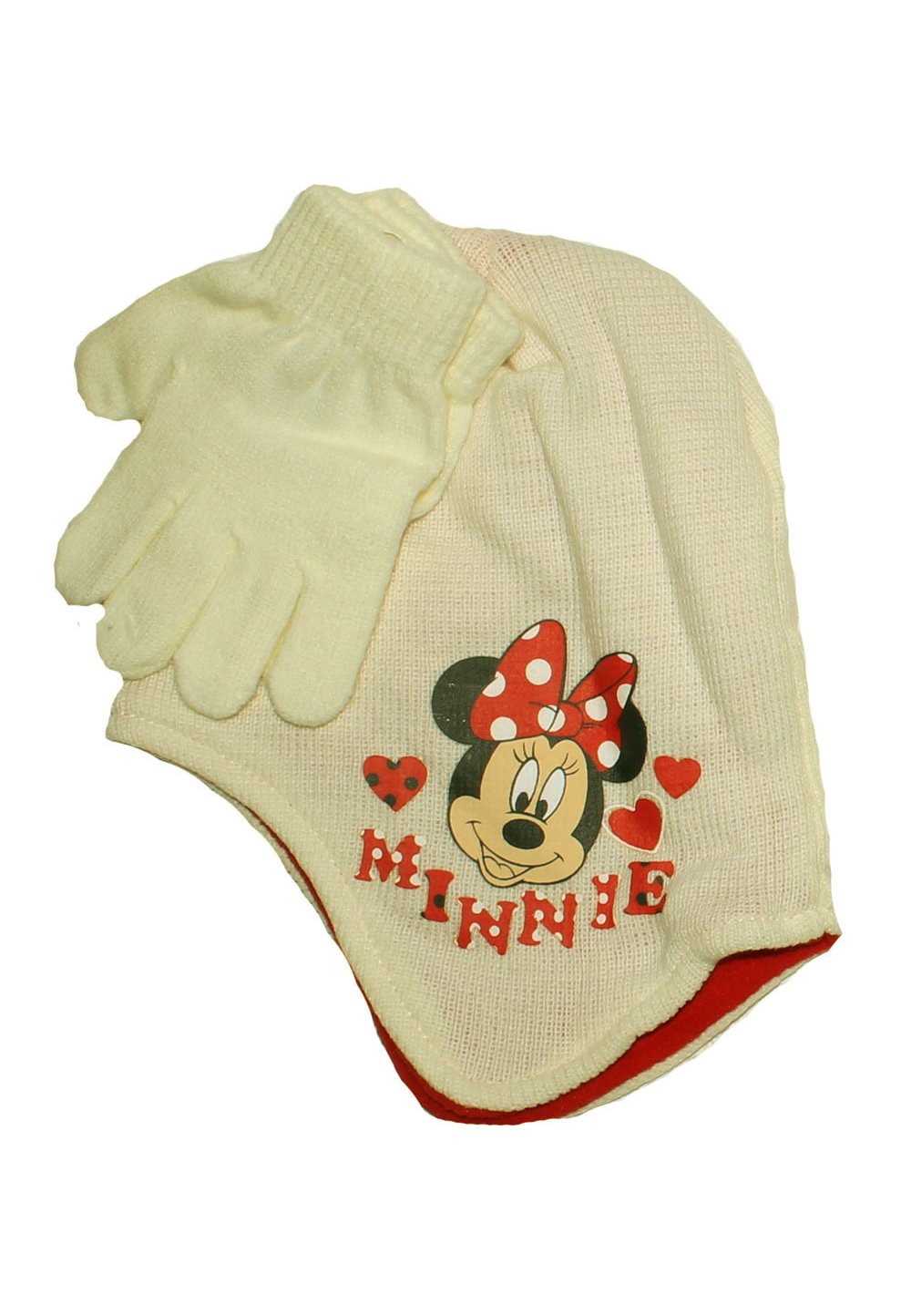 Caciula si manusi, Minnie Mouse, ivory