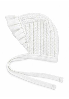 Caciulita bebe, tricot bumbac, Anna, alb
