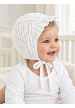 Caciulita bebe, tricot bumbac, Anna, alb