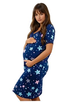 Camasa alaptat, bumbac, Miruna, bleumarin cu stele