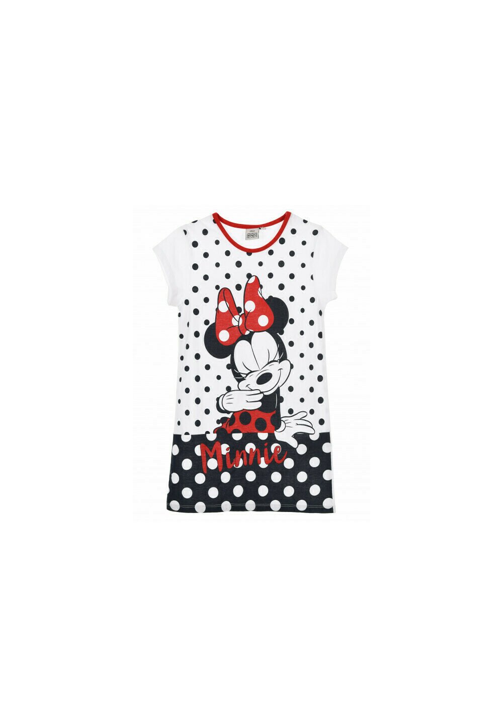 Camasa de noapte, Minnie cu fundita rosie, alba cu buline