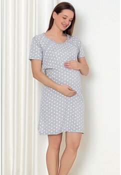 Camasa pentru alaptat, bumbac, Ama, gri cu buline