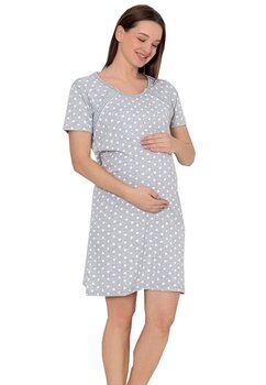 Camasa pentru alaptat, bumbac, Ama, gri cu buline