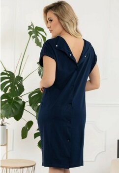 Camasa pentru alaptat, cu inchidere pe spate, bumbac, Baki, bleumarin