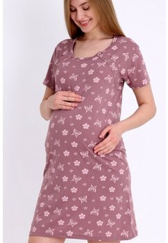 Camasa pentru alaptat, bumbac, Butterfly and flowers, roz
