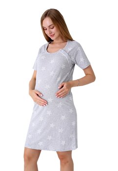 Camasa pentru alaptat, bumbac, Elly, gri cu stele
