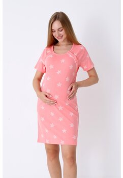 Camasa pentru alaptat, bumbac, Elly, roz cu stele