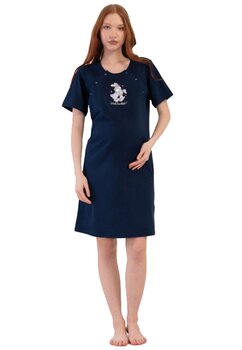 Camasa pentru alaptat, bumbac, Hello beautiful, bleumarin