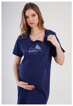 Camasa pentru alaptat, bumbac, Just believe in your dreams, bleumarin